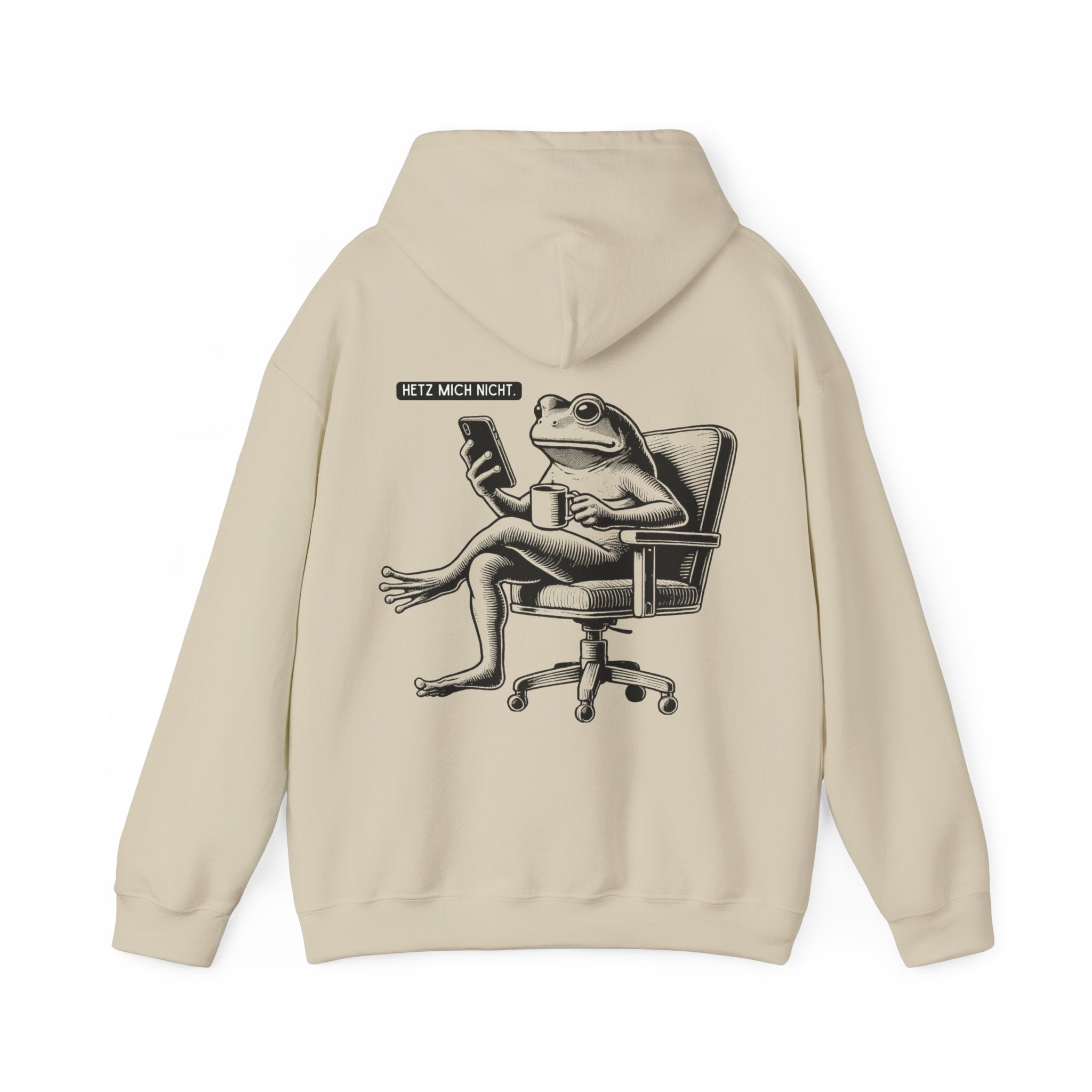 Unisex Hoodie mit Rückenprint „HETZT MICH NICHT“ – Hoodie mit humorvollem Statement