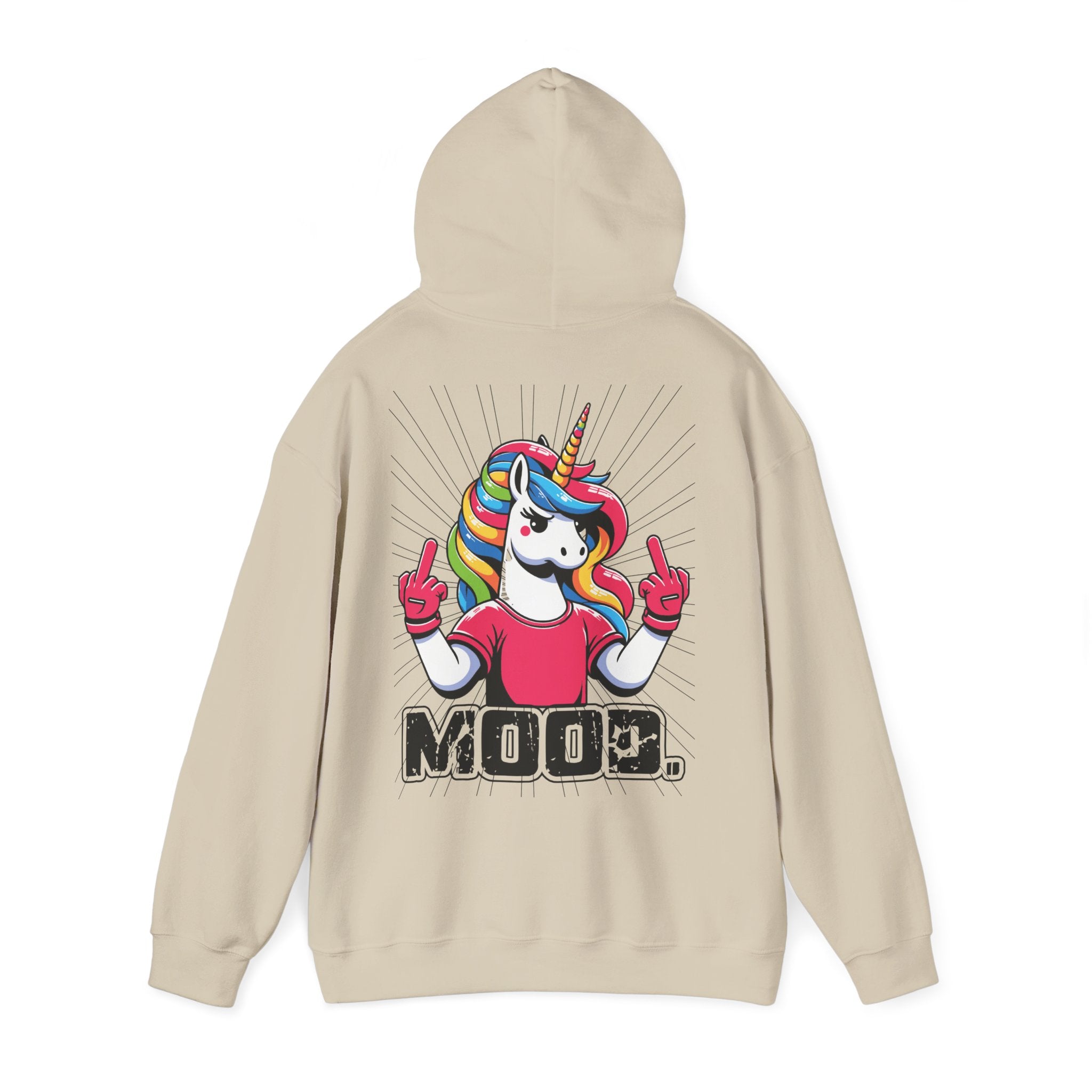 Hoodie „Mittelfinger Mood“ – Lustiger Einhorn Hoodie Unisex mit frechem Rückenprint