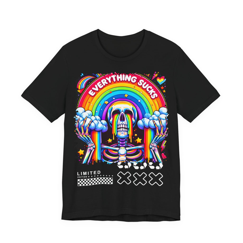 Unisex Jersey T-Shirt „EVERYTHING SUCKS“ – Cooles Kurzarmshirt mit auffälligem Frontprint