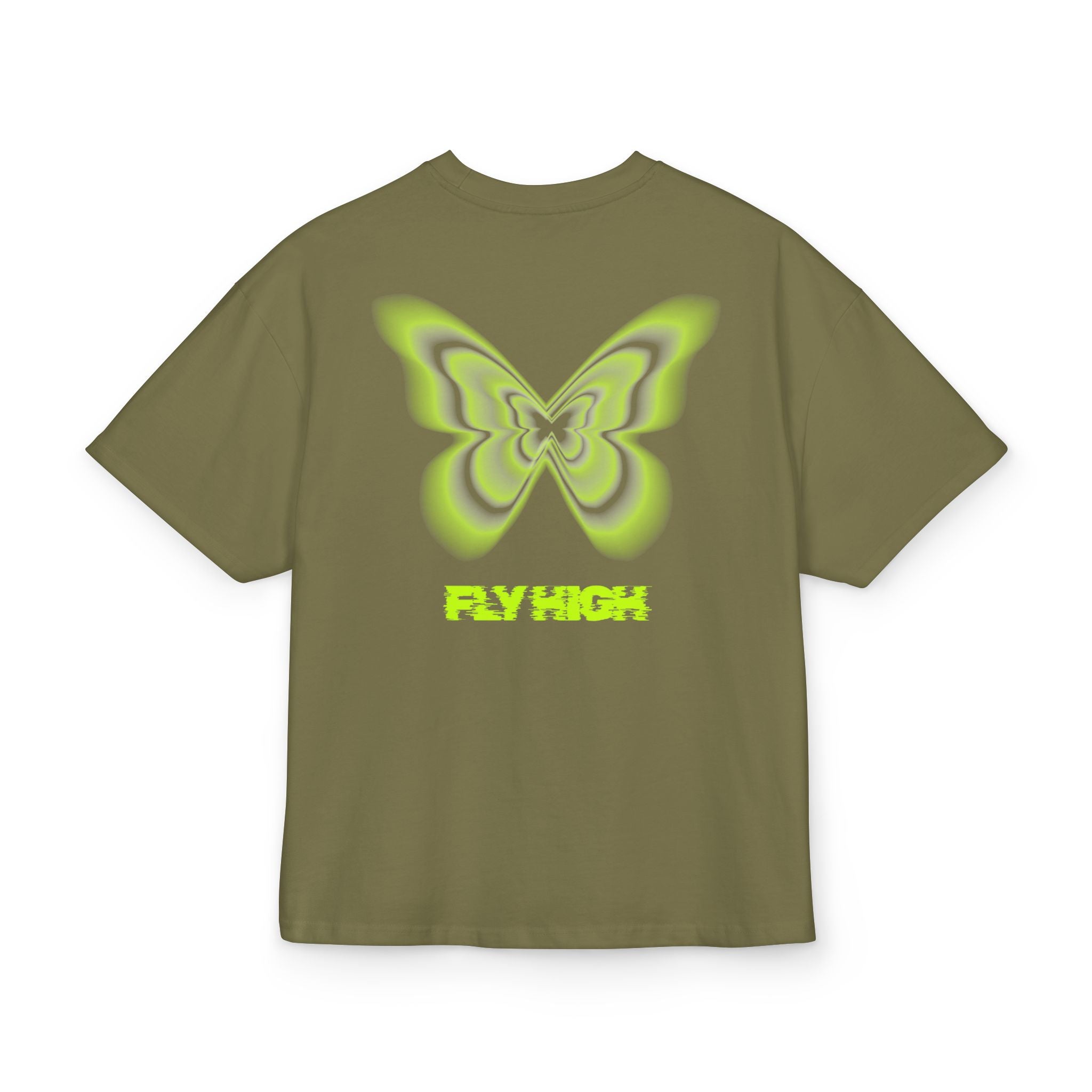 Unisex Ultra Heavy Cotton Box Tee „FLY HIGH“ – Stylisches Boxy Shirt mit Front- und Rückenprint