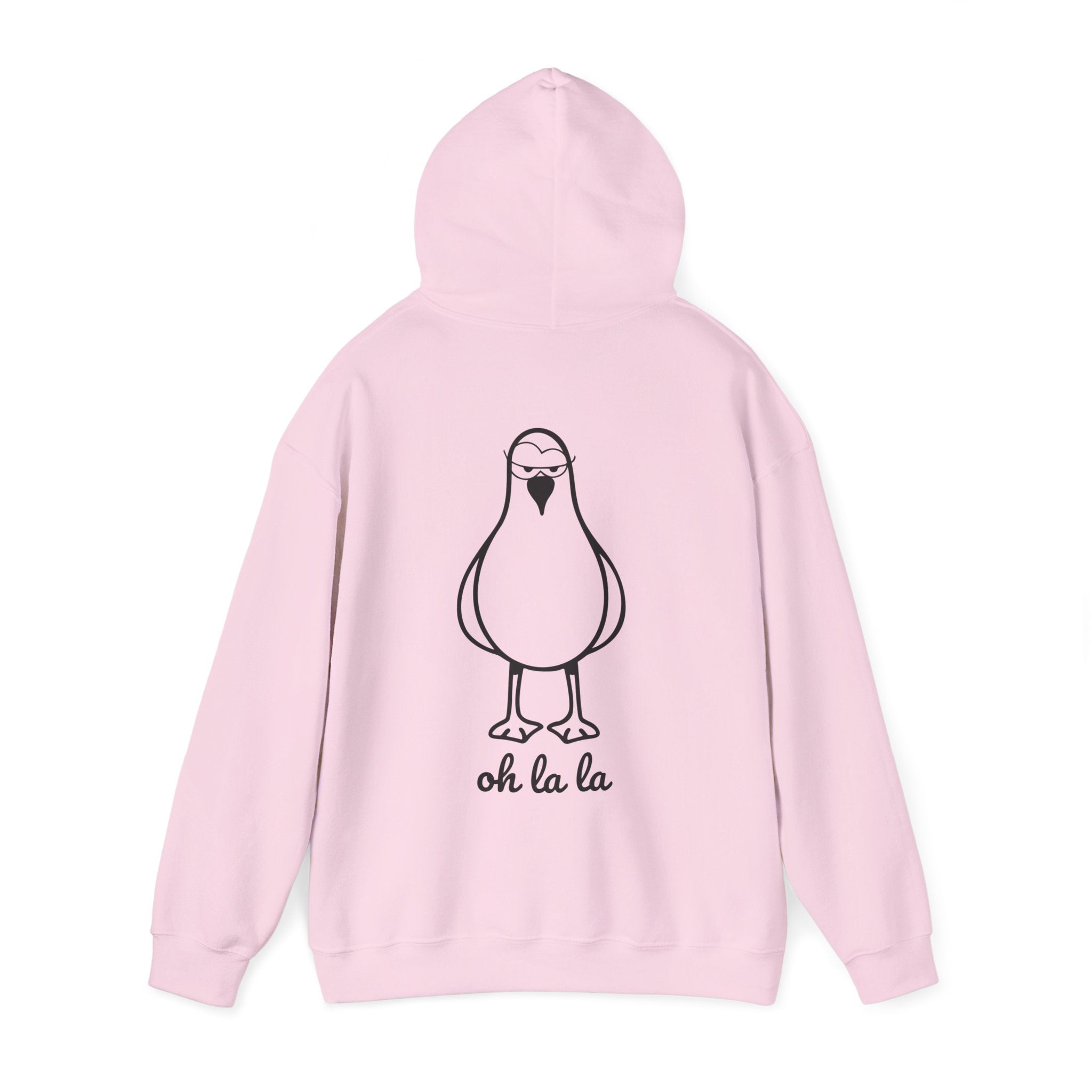 Hoodie „Sexy Möwe – Oh La La“ – Unisex Hoodie mit kleinem Frontprint & großem Rückenprint