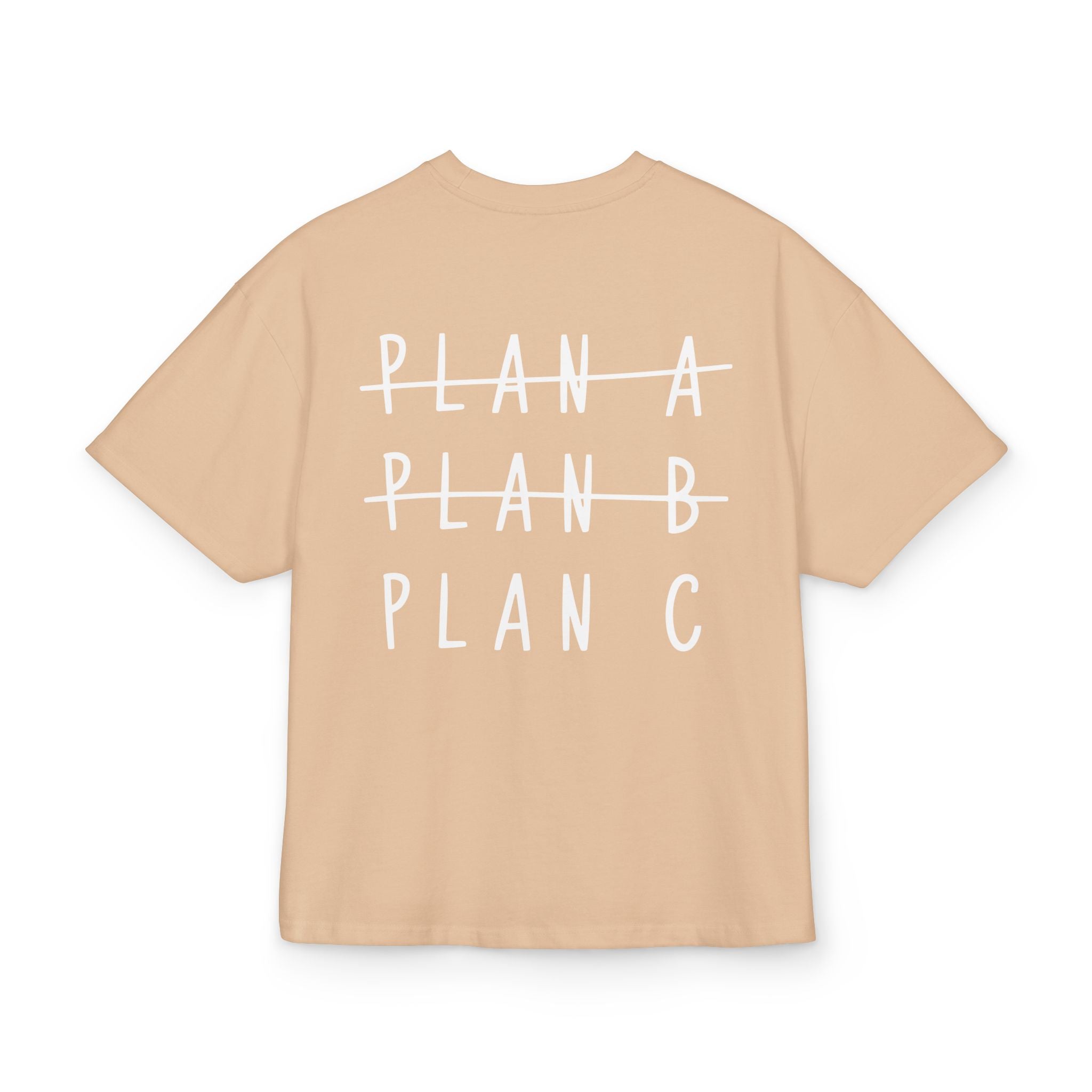 Unisex Ultra Heavy Cotton Box Tee mit Backprint „PLAN C“ – robustes Statement-Shirt aus 100 % Baumwolle