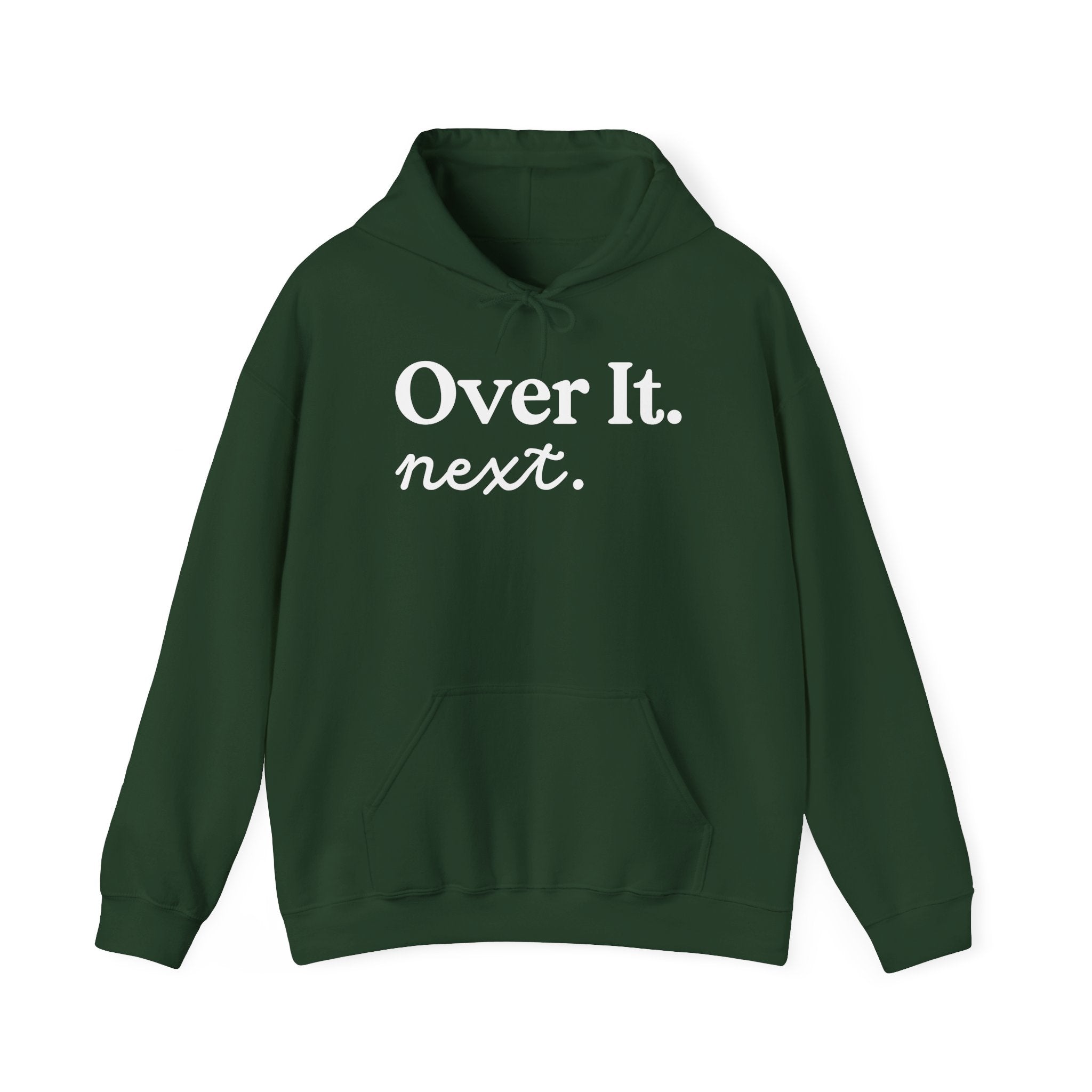 Unisex Heavy Blend™ Hoodie „OVER IT. NEXT.“ – lässiger Hoodie mit starkem Statement-Print