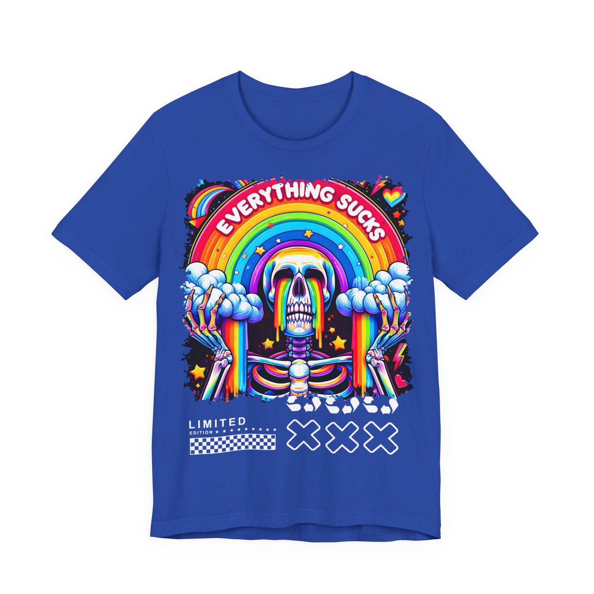Unisex Jersey T-Shirt „EVERYTHING SUCKS“ – Cooles Kurzarmshirt mit auffälligem Frontprint