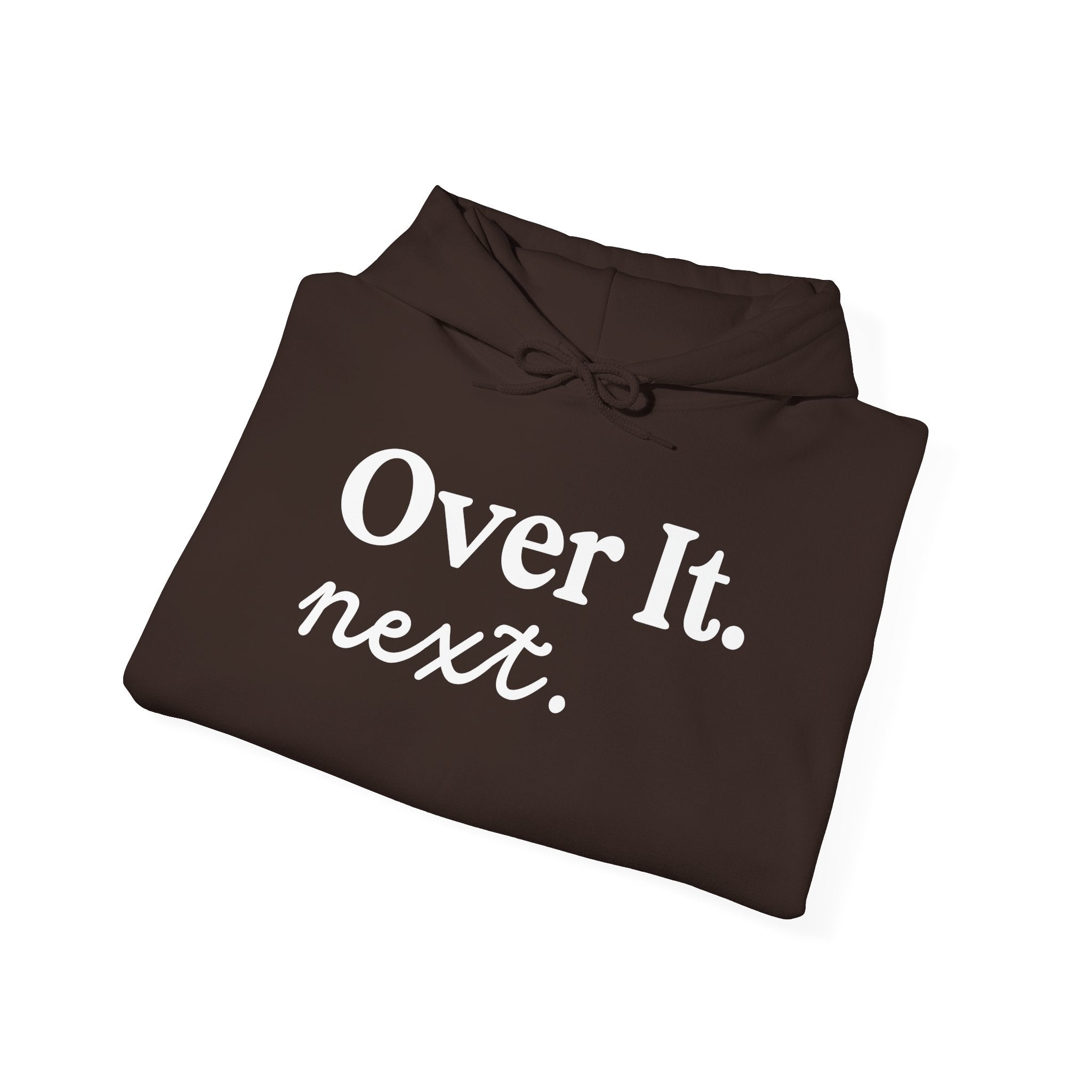 Unisex Heavy Blend™ Hoodie „OVER IT. NEXT.“ – lässiger Hoodie mit starkem Statement-Print