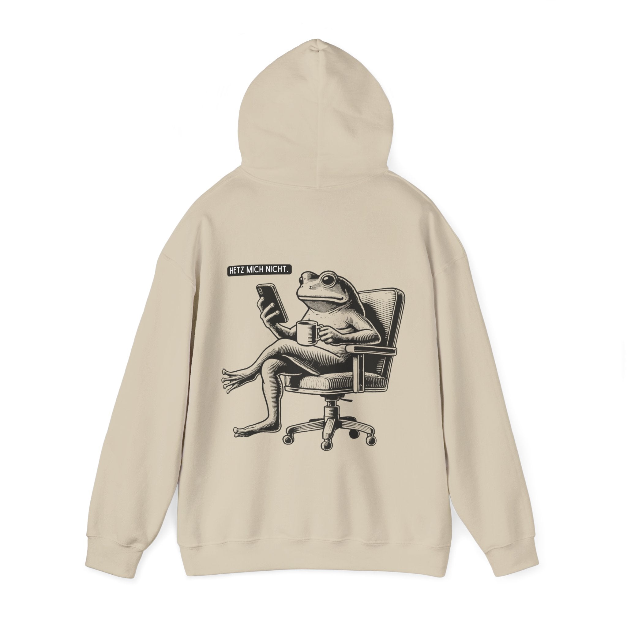 Unisex Hoodie mit Rückenprint „HETZT MICH NICHT“ – Hoodie mit humorvollem Statement