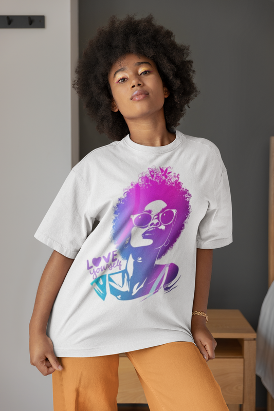 Unisex Oversized T-Shirt „Love Your Self“ mit Fancy Print | 100 % Baumwolle Statement Shirt | seianders.de