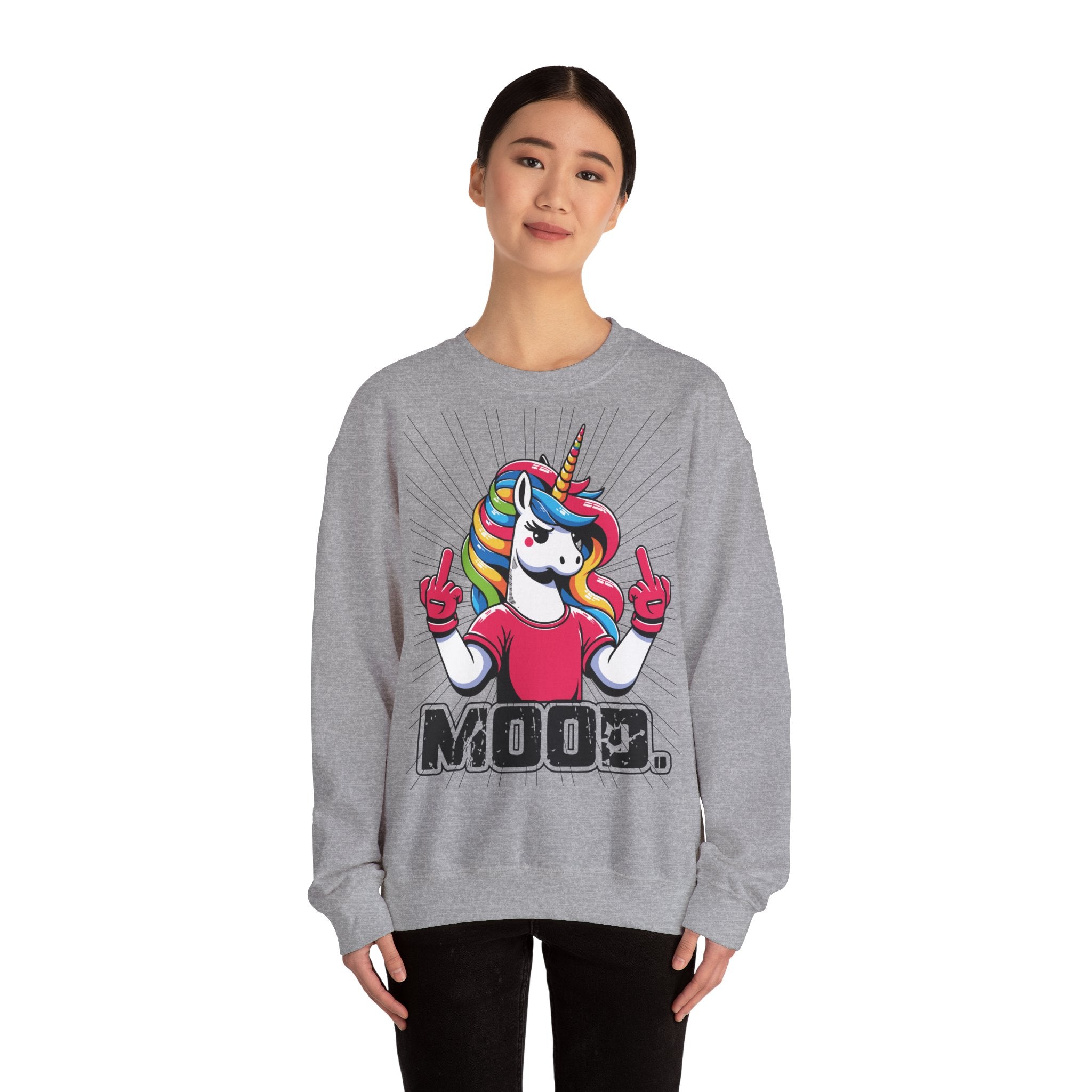 Funny Unicorn Sweatshirt, Mood Sweatshirt, Gift for Her, Cute Crewneck, Rainbow Unicorn Apparel, Cozy Sweatshirt for Teens, Quirky Gift