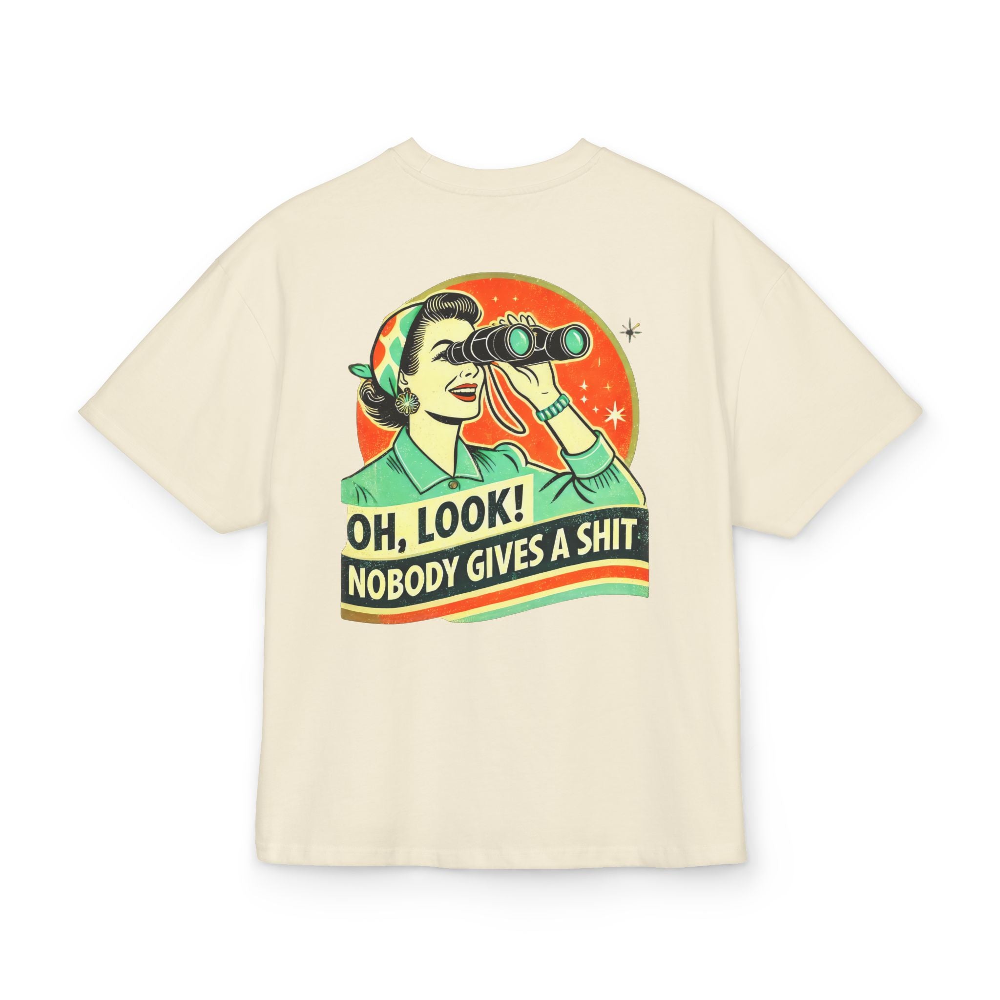 Unisex Ultra Heavy Cotton Box Tee „OH LOOK NOBODY GIVES A SHIT“ – Freches Boxy Shirt mit Statement-Rückenprint