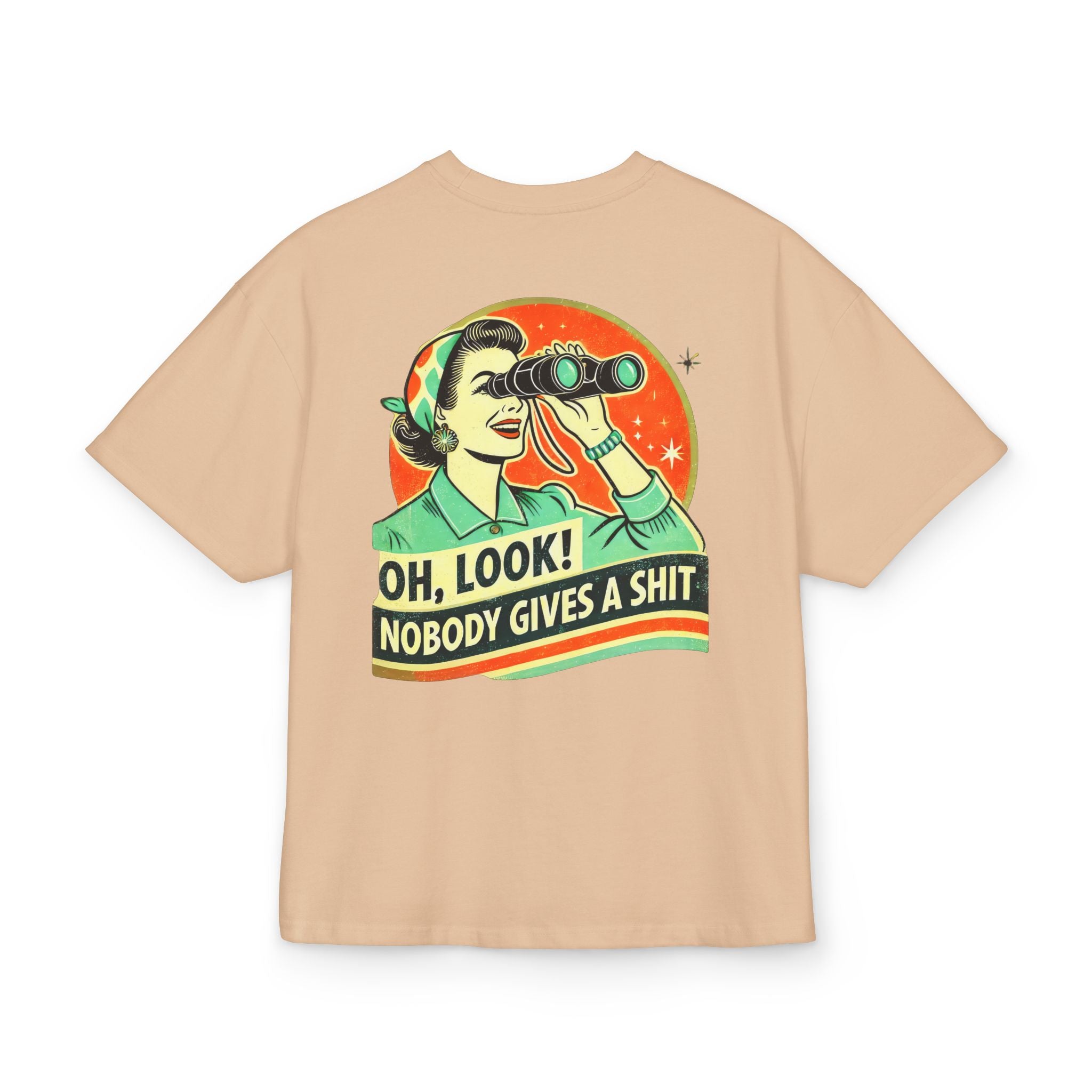 Unisex Ultra Heavy Cotton Box Tee „OH LOOK NOBODY GIVES A SHIT“ – Freches Boxy Shirt mit Statement-Rückenprint