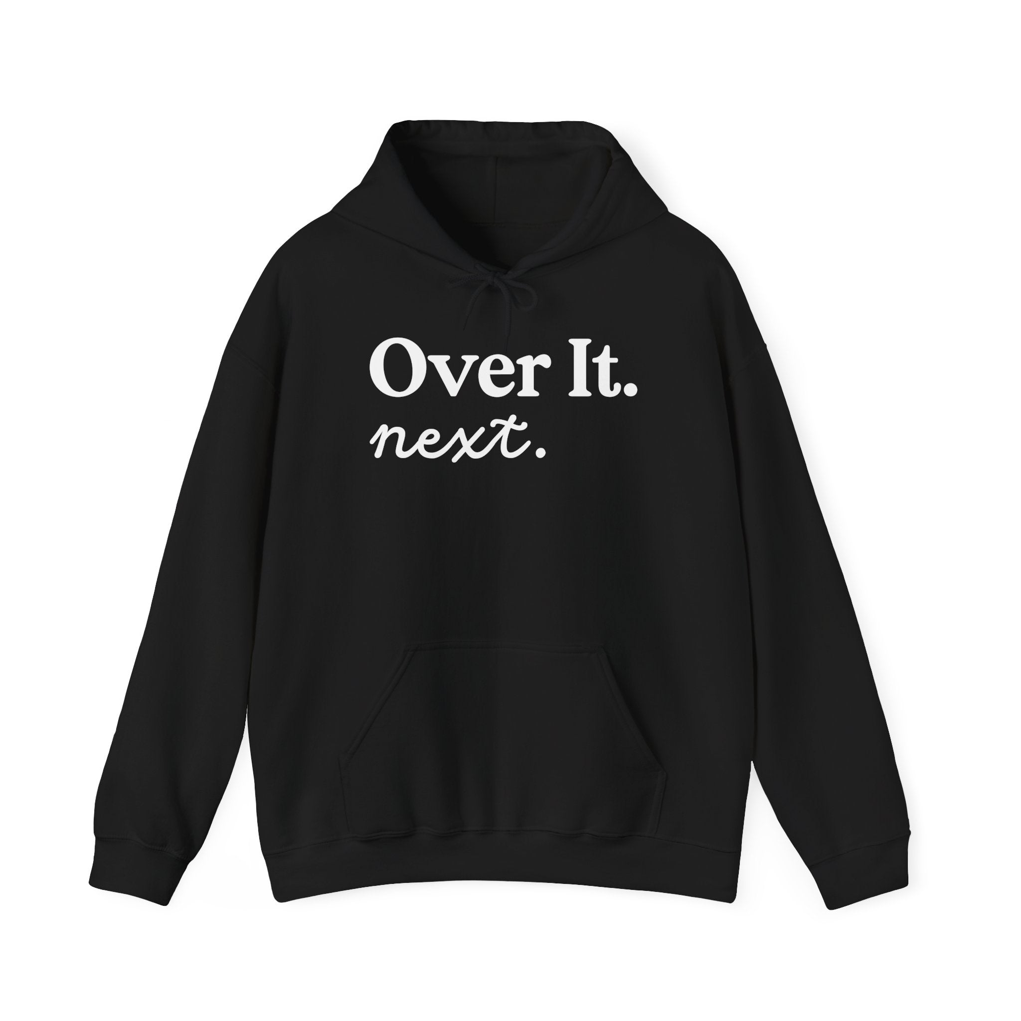 Unisex Heavy Blend™ Hoodie „OVER IT. NEXT.“ – lässiger Hoodie mit starkem Statement-Print