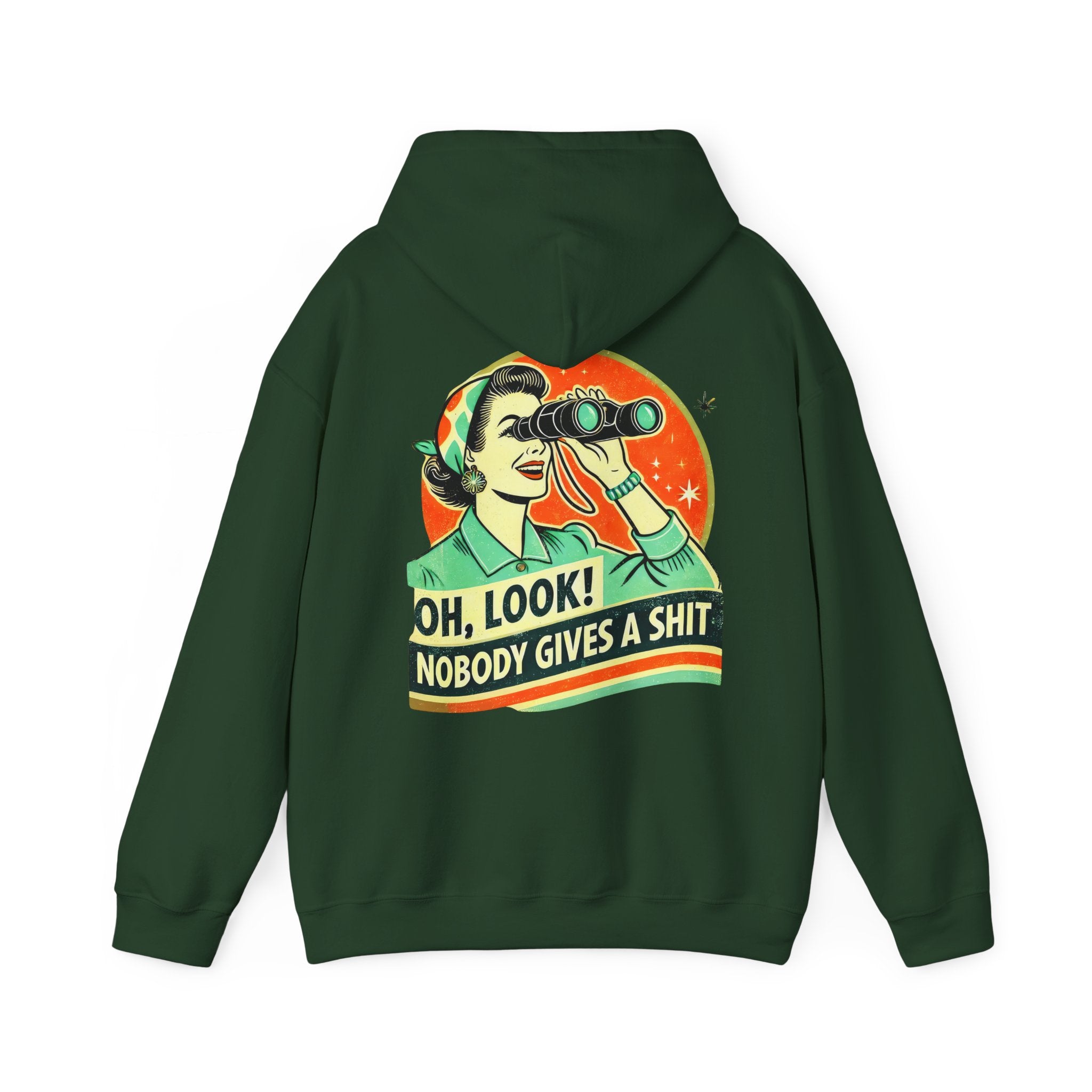 Hoodie „Oh Look Nobody Gives a Shit“ – Frecher Unisex Hoodie mit Statement-Rückenprint