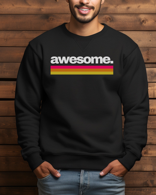 Unisex Sweater mit dem Print 'Awesome' – Angesagter Pullover aus Baumwoll-Polyester-Mix, stilvoll und komfortabel
